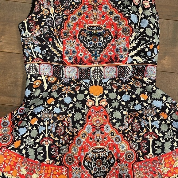 Unbranded fully lined skater dress with vibrant, interesting print & embroidery - Picture 2 of 10